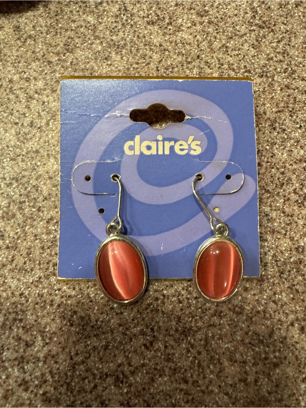Claire's Cat Eye Pink Oval Drop Earrings